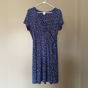 Kaileigh Blue and White Polka Dot Casual Dress